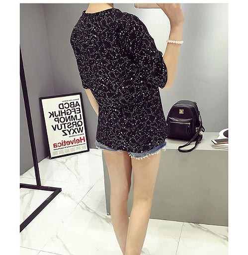 レディース　ファッション　女性　かわいい　Ｔシャツ　半袖　星柄　ラメ　大人カジュアル　夏　外出　アウトドア　レジャー　外出　ブラック　グレー　送料無料