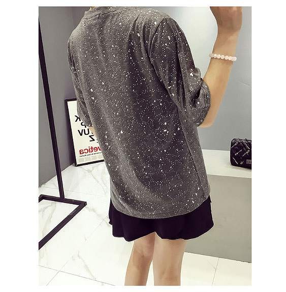 レディース　ファッション　女性　かわいい　Ｔシャツ　半袖　星柄　ラメ　大人カジュアル　夏　外出　アウトドア　レジャー　外出　ブラック　グレー　送料無料