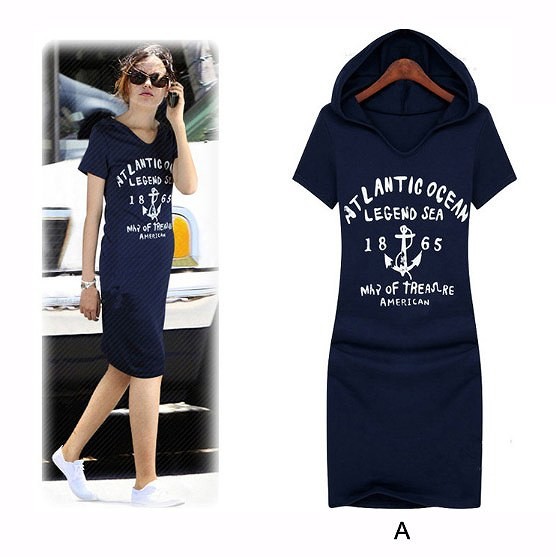 レディース　ファッション　ワンピース　パーカー　半袖　ワンポイント　マリン　ミディアム　かわいい　キュート　大人カジュアル　夏　外出　買い物　ネイビー　ホワイト　グレー　送料無料