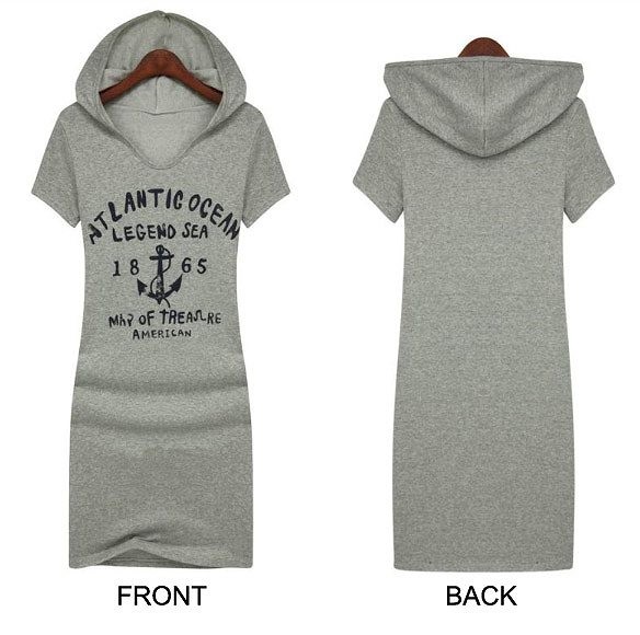 レディース　ファッション　ワンピース　パーカー　半袖　ワンポイント　マリン　ミディアム　かわいい　キュート　大人カジュアル　夏　外出　買い物　ネイビー　ホワイト　グレー　送料無料