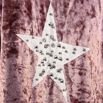 レディース　ベロア　スタッズ　星柄　Tシャツ　半袖　ショートスリーブ　人気　春　夏物　女性　大人　カジュアル　キュート　可愛い　フェミニン　上品　おしゃれ　ファッション　オリーブ　フリーサイズ　ワンサイズ　送料無料