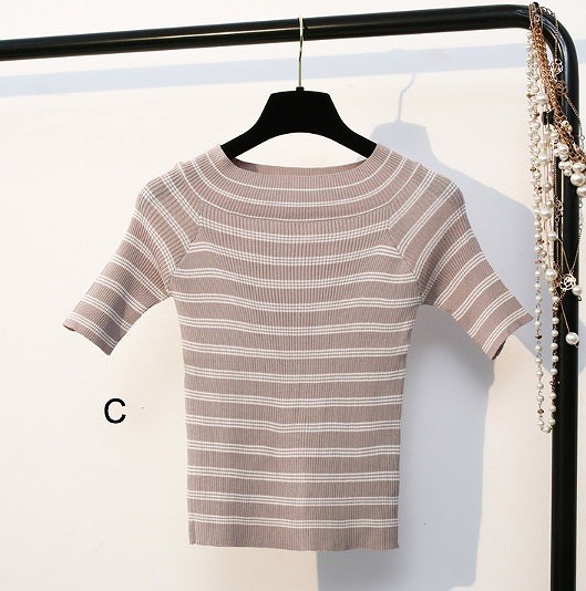 レディース　カットソー　ニット　半袖　ショートスリーブ　ラウンドネック　人気　春　夏物　女性　大人　カジュアル　キュート　可愛い　フェミニン　上品　おしゃれ　ファッション　ホワイト　ブラック　ピンク　フリーサイズ　ワンサイズ　送料無料