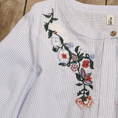 レディース　花柄　刺繍　ひざ上丈　ショート丈　ワンピース　ストライプ　半袖　人気　春物　夏物　女性　大人　カジュアル　キュート　可愛い　フェミニン　おしゃれ　ファッション　グレー　ピンク　ブルー　フリーサイズ　ワンサイズ　送料無料