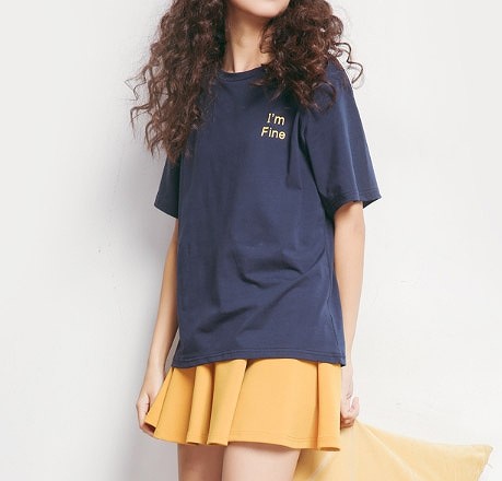 レディース　スマイル　プリント　Tシャツ　半袖　ラウンドネック　トップス　人気　春　夏物　女性　大人　カジュアル　キュート　可愛い　フェミニン　おしゃれ　ファッション　ホワイト　ネイビー　オレンジ　ブルー　フリーサイズ　ワンサイズ　送料無料