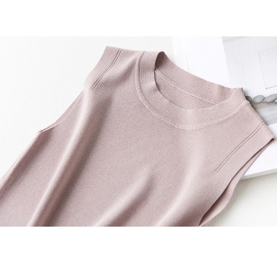 レディース　ニット　カットソー　タンクトップ　ノースリーブ　ベスト　トップス　春物　夏物　女性　大人　カジュアル　可愛い　フェミニン　おしゃれ　ファッション　ホワイト　グレー　ブラック　パープル　黒　フリーサイズ　ワンサイズ　送料無料