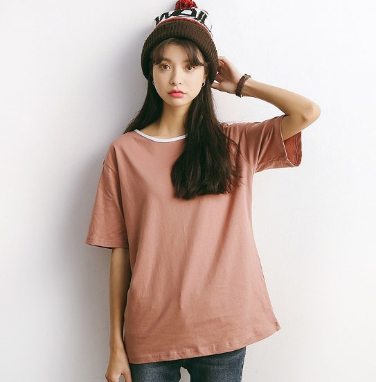 レディース　半袖　Tシャツ　ラウンドネック　トップス　人気　春　夏物　女性　大人　カジュアル　キュート　可愛い　フェミニン　おしゃれ　ファッション　ホワイト　ブルー　グリーン　ブラウン　フリーサイズ　ワンサイズ　送料無料