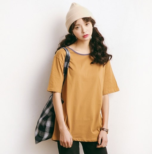 レディース　半袖　Tシャツ　ラウンドネック　トップス　人気　春　夏物　女性　大人　カジュアル　キュート　可愛い　フェミニン　おしゃれ　ファッション　ホワイト　ブルー　グリーン　ブラウン　フリーサイズ　ワンサイズ　送料無料