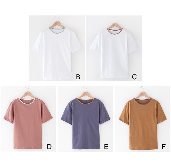 レディース　半袖　Tシャツ　ラウンドネック　トップス　人気　春　夏物　女性　大人　カジュアル　キュート　可愛い　フェミニン　おしゃれ　ファッション　ホワイト　ブルー　グリーン　ブラウン　フリーサイズ　ワンサイズ　送料無料