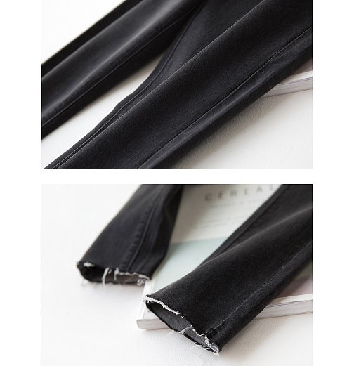 レディース　デニム　クロップドパンツ　半端丈　アンクル丈　スリム　ボトムス　人気　春物　夏物　女性　大人　カジュアル　キュート　可愛い　フェミニン　セクシー　おしゃれ　ファッション　美脚　脚長　美シルエット　ブラック　黒　S　M　L　サイズ　送料無料