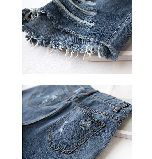 レディース　クラッシュ加工　ダメージ　デニム　ショートパンツ　短パン　ジーンズ　ショーパン　切りっぱなし　人気　春物　夏物　女性　大人　カジュアル　キュート　可愛い　フェミニン　セクシー　おしゃれ　ファッション　ブルー　S　M　L　サイズ　送料無料