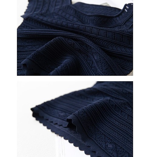 レディース　ニット　カットソー　半袖　Tシャツ　ラウンドネック　トップス　春物　夏物　女性　大人　カジュアル　可愛い　フェミニン　おしゃれ　ファッション　ネイビー　ブラック　フリーサイズ　ワンサイズ　送料無料