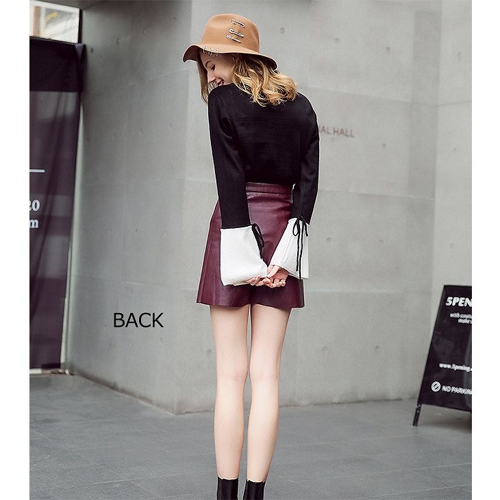 レディース　トップス　切替　カットソー　ラウンドネック　リボン　長袖　無地　シンプル　カジュアル　フリーサイズ　大人可愛い　フェミニン　デート　お出かけ　デイリー　ブラック　送料無料