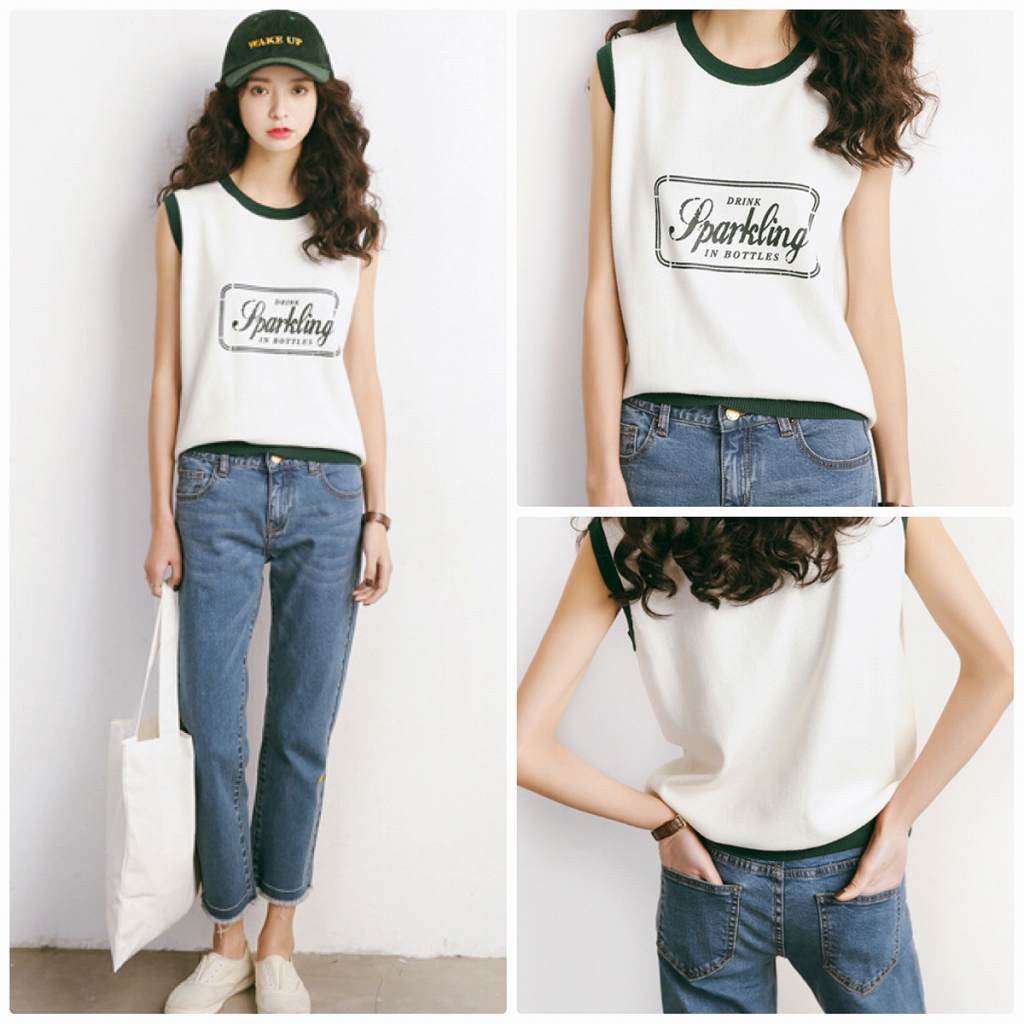 レディース　トップス　タンクトップ　ノースリーブ　クルーネック　英字プリント　カジュアル　フリーサイズ　大人可愛い　フェミニン　スポーツ　デート　お出かけ　デイリー　ホワイト　送料無料