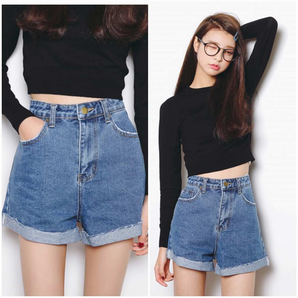 レディース　ボトムス　ショートパンツ　ホットパンツ　デニムパンツ　ロールアップ　大人可愛い　無地　カジュアル　シンプル　美脚　脚長　デイリー　お出かけ　デート　ブルー　送料無料