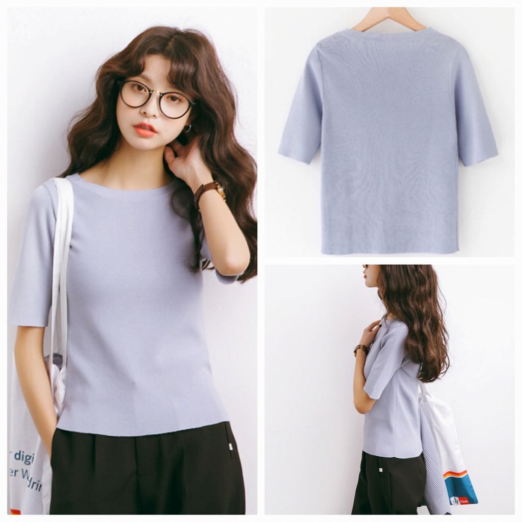 レディース　トップス　カットソー　無地　5分袖　カジュアル　フリーサイズ　大人可愛い　フェミニン　オフィス　デート　お出かけ　デイリー　ピンク　ブルー　ホワイト　ブラウン　ワイン　ブラック　送料無料