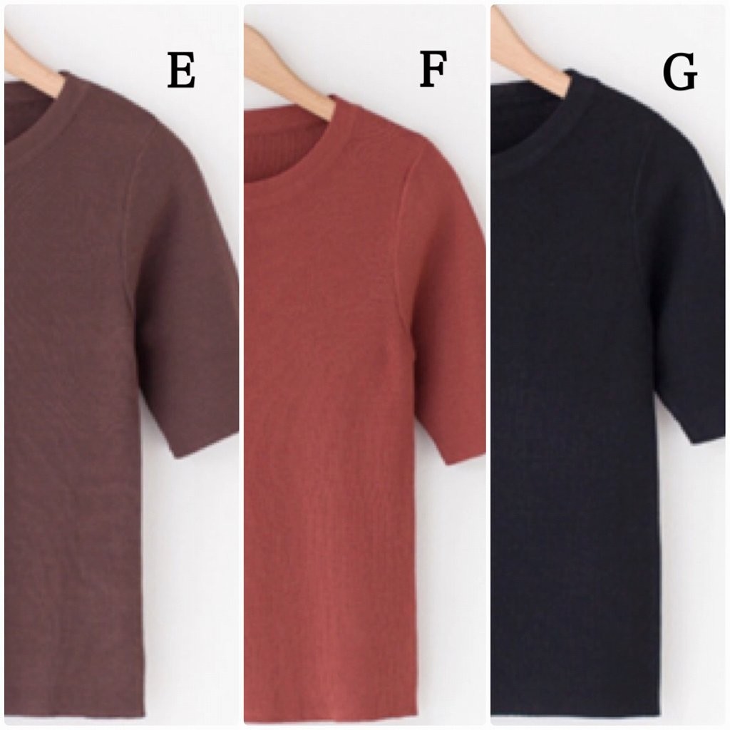 レディース　トップス　カットソー　無地　5分袖　カジュアル　フリーサイズ　大人可愛い　フェミニン　オフィス　デート　お出かけ　デイリー　ピンク　ブルー　ホワイト　ブラウン　ワイン　ブラック　送料無料