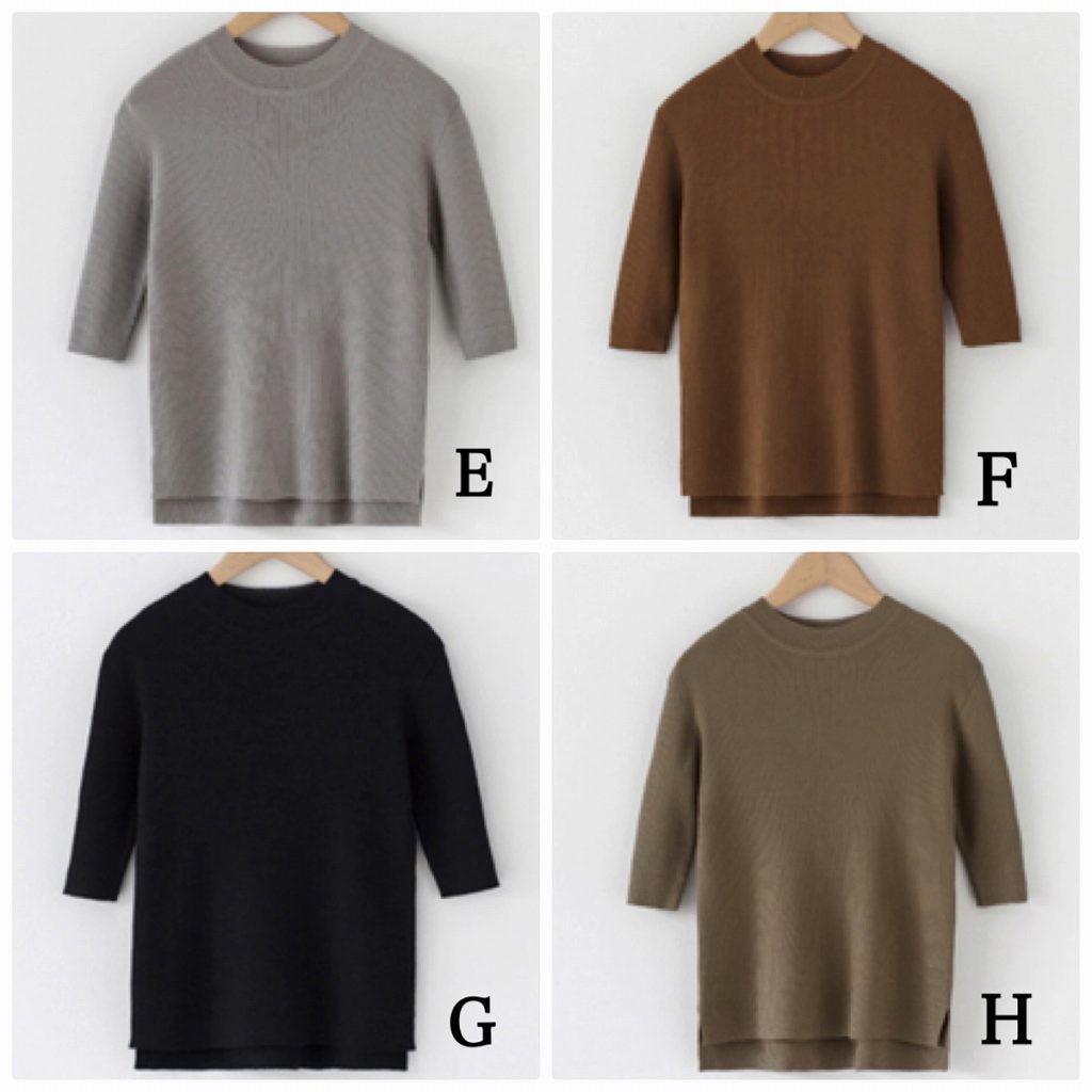 レディース　トップス　カットソー　無地　5分袖　スリム　カジュアル　フリーサイズ　大人可愛い　フェミニン　デート　お出かけ　デイリー　ブルー　ホワイト　ピンク　ブラック　グレー　ワイン　送料無料