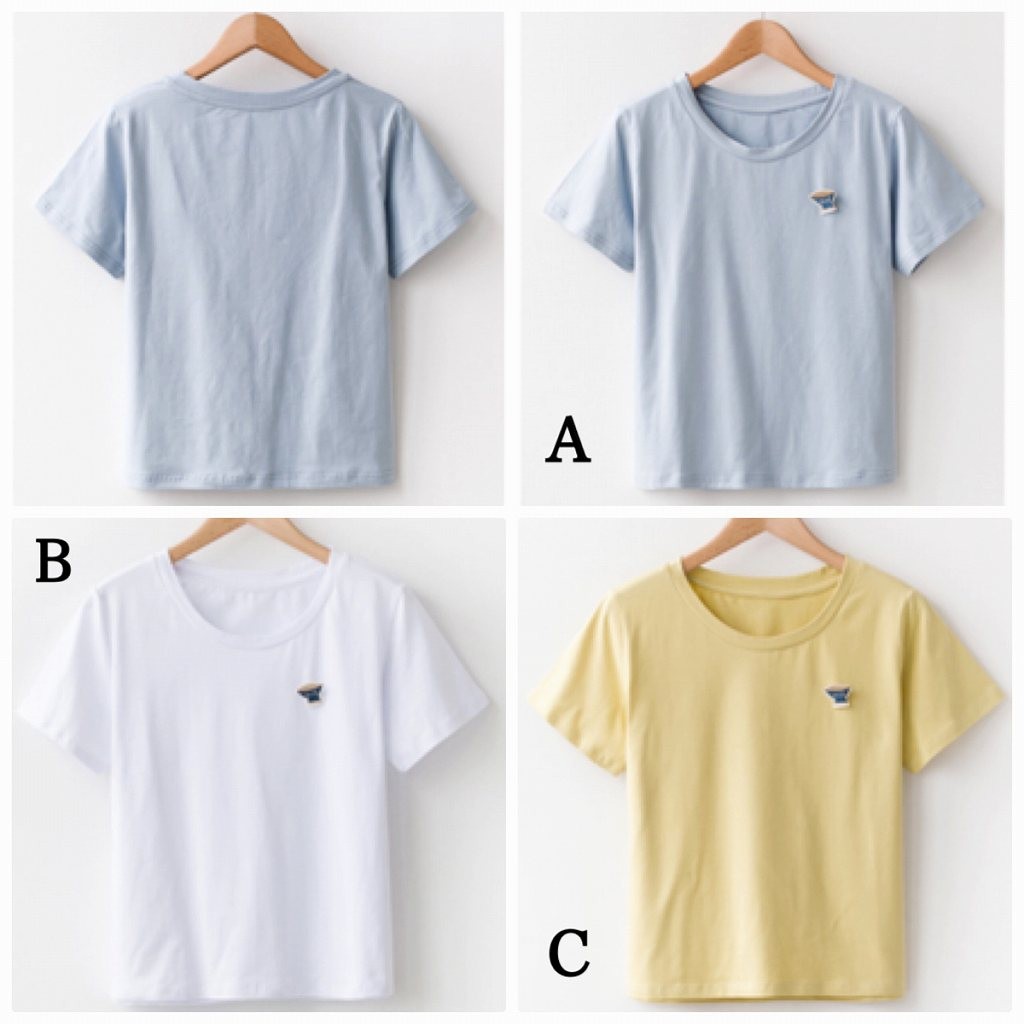 レディース　トップス　Tシャツ　ワンポイント　カットソー　半袖　スリム　カジュアル　フリーサイズ　大人可愛い　フェミニン　スポーツ　デート　お出かけ　デイリー　ブルー　ホワイト　イエロー　送料無料