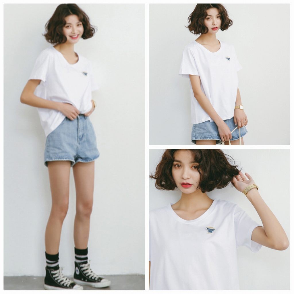 レディース　トップス　Tシャツ　ワンポイント　カットソー　半袖　スリム　カジュアル　フリーサイズ　大人可愛い　フェミニン　スポーツ　デート　お出かけ　デイリー　ブルー　ホワイト　イエロー　送料無料