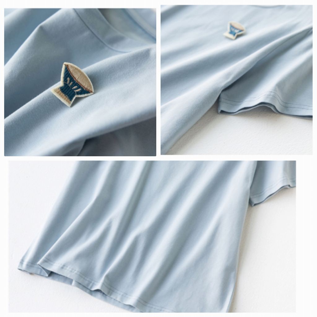 レディース　トップス　Tシャツ　ワンポイント　カットソー　半袖　スリム　カジュアル　フリーサイズ　大人可愛い　フェミニン　スポーツ　デート　お出かけ　デイリー　ブルー　ホワイト　イエロー　送料無料