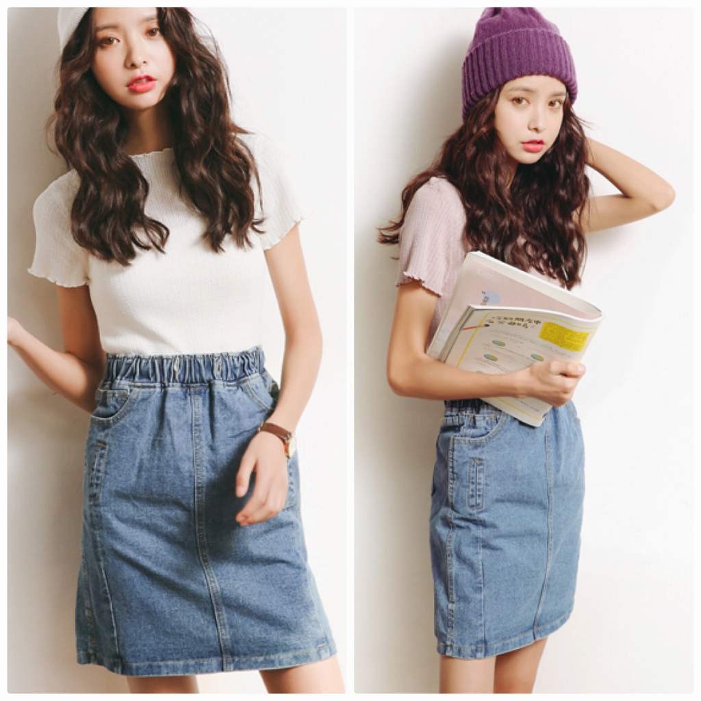 レディース　デニム　スカート　ウォッシュド　ハイウエスト　膝上丈　大人可愛い　春夏　無地　カジュアル　シンプル　デイリー　お出かけ　デート　ブルー　送料無料