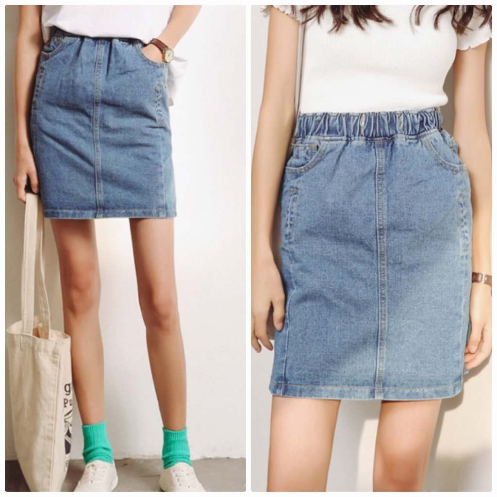 レディース　デニム　スカート　ウォッシュド　ハイウエスト　膝上丈　大人可愛い　春夏　無地　カジュアル　シンプル　デイリー　お出かけ　デート　ブルー　送料無料