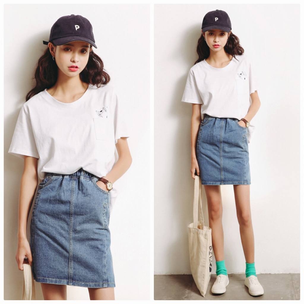 レディース　デニム　スカート　ウォッシュド　ハイウエスト　膝上丈　大人可愛い　春夏　無地　カジュアル　シンプル　デイリー　お出かけ　デート　ブルー　送料無料