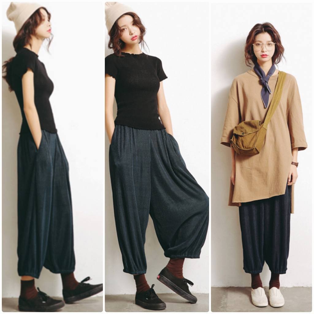 レディース　ボトムス　サルエルパンツ　アンクル丈　春夏　大人可愛い　無地　カジュアル　シンプル　デイリー　ラフスタイル　お出かけ　デート　グレー　ブラック　送料無料