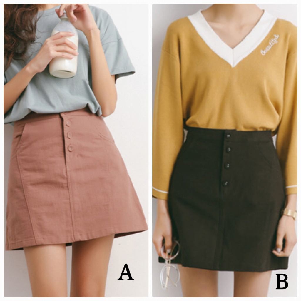 レディース　ミニスカート　ハイウエスト　膝上丈　大人可愛い　春夏　無地　カジュアル　シンプル　デイリー　お出かけ　デート　ピンク　カーキ　送料無料