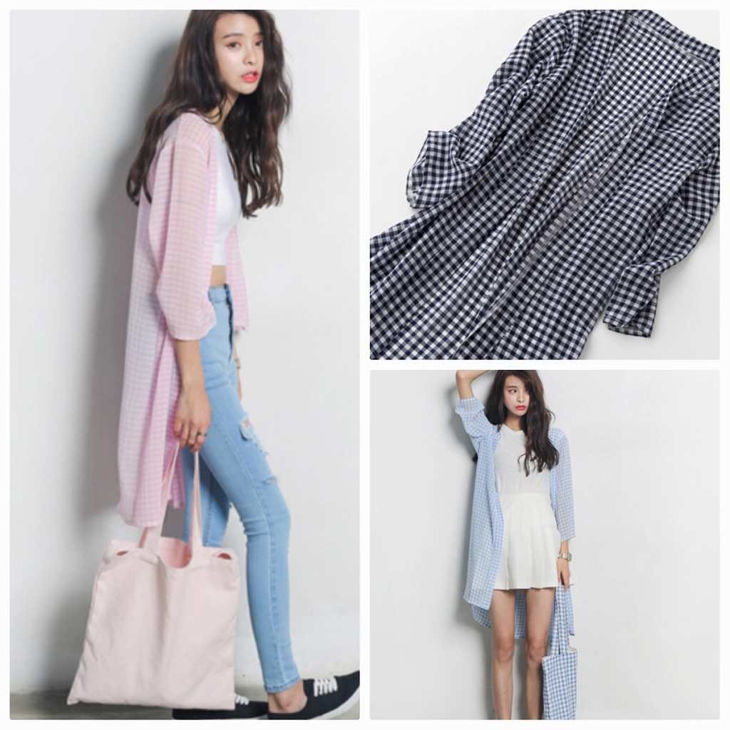 レディース　ロング丈　シャツ　ブラウス　カーディガン　薄手　長袖　シフォン　トップス　人気　春　夏物　女性　大人　カジュアル　キュート　可愛い　フェミニン　おしゃれ　ファッション　ブラック　ネイビー　ピンク　ブルー　フリーサイズ　ワンサイズ　送料無料