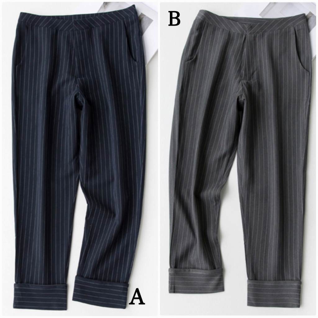 レディース　ストライプ　パンツ　ゆったり　クロップド　半端丈　ボトムス　人気　春物　夏物　女性　大人　カジュアル　キュート　可愛い　フェミニン　セクシー　おしゃれ　ファッション　美脚　脚長　美シルエット　ブラック　グレー　S　M　L　サイズ　送料無料