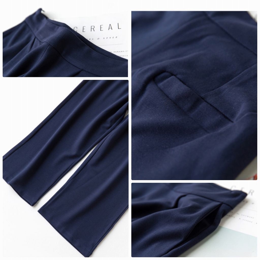 レディース　ワイドレッグパンツ　ゆったり　クロップド　半端丈　ボトムス　人気　春物　夏物　女性　大人　カジュアル　キュート　可愛い　フェミニン　セクシー　おしゃれ　ファッション　美脚　脚長　ブラック　ネイビー　ホワイト　S　M　サイズ　送料無料