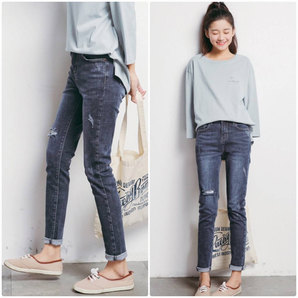 レディース　クラッシュ加工　ダメージ　デニム　ジーンズ　ジーパン　スリム　ボトムス　人気　春物　夏物　女性　大人　カジュアル　キュート　可愛い　フェミニン　セクシー　おしゃれ　ファッション　美脚　脚長　美シルエット　ブルー　S　M　L　サイズ　送料無料