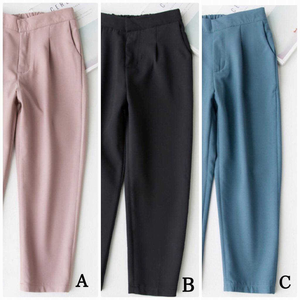 レディース　クロップド　半端丈　ハイウエスト　パンツ　ボトムス　春物　夏物　女性　大人　カジュアル　可愛い　フェミニン　おしゃれ　ファッション　美脚　脚長　美シルエット　ブラック　ブルー　ピンク　S　M　L　サイズ　送料無料