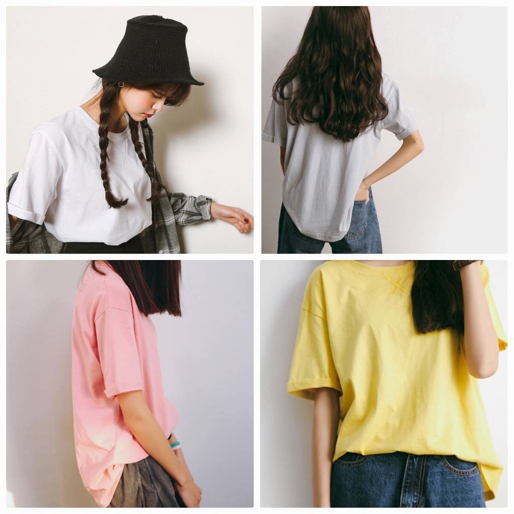 レディース　Tシャツ　半袖　ラウンドネック　トップス　人気　春　夏物　女性　大人　カジュアル　キュート　可愛い　フェミニン　おしゃれ　ファッション　ブラック　ブルー　イエロー　ホワイト　ピンク　グリーン　グレー　フリーサイズ　ワンサイズ　送料無料
