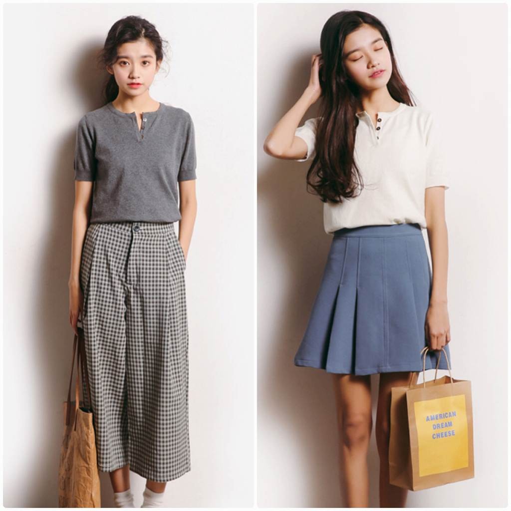 レディース　ヘンリーネック　Tシャツ　半袖　トップス　人気　春　夏物　女性　大人　カジュアル　キュート　可愛い　フェミニン　おしゃれ　ファッション　ブラック　ブルー　ホワイト　ピンク　グレー　フリーサイズ　ワンサイズ　送料無料