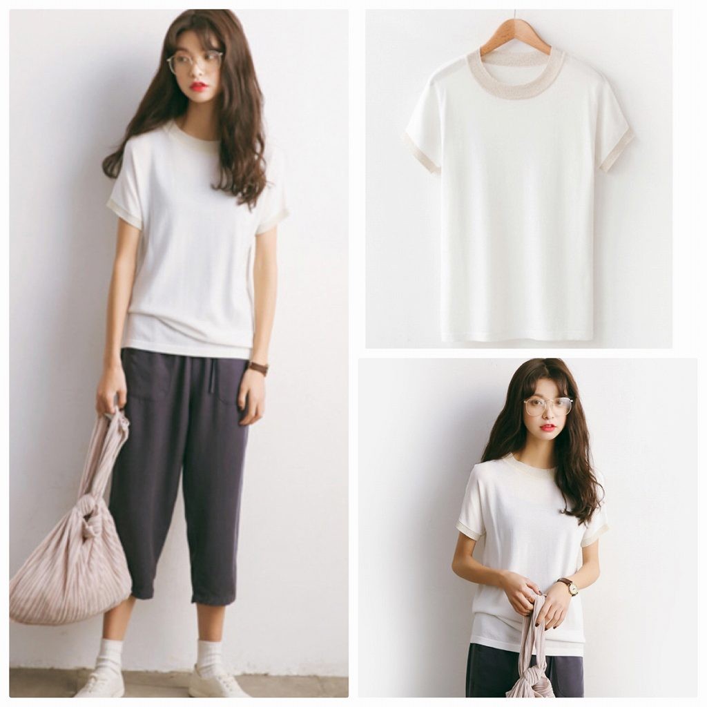 レディース　カットソー　ニット　セーター　半袖　クルーネック　トップス　人気　春　夏物　女性　大人　カジュアル　キュート　可愛い　フェミニン　おしゃれ　ファッション　ブラック　ホワイト　黒　白　フリーサイズ　ワンサイズ　送料無料