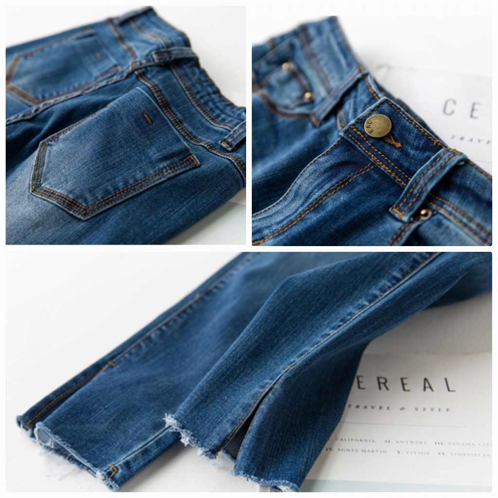 レディース　デニム　クロップドパンツ　ジーンズ　ジーパン　切りっぱなし　半端丈　ボトムス　人気　春物　夏物　女性　大人　カジュアル　キュート　可愛い　フェミニン　おしゃれ　ファッション　美脚　脚長　美シルエット　ブルー　S　M　L　サイズ　送料無料