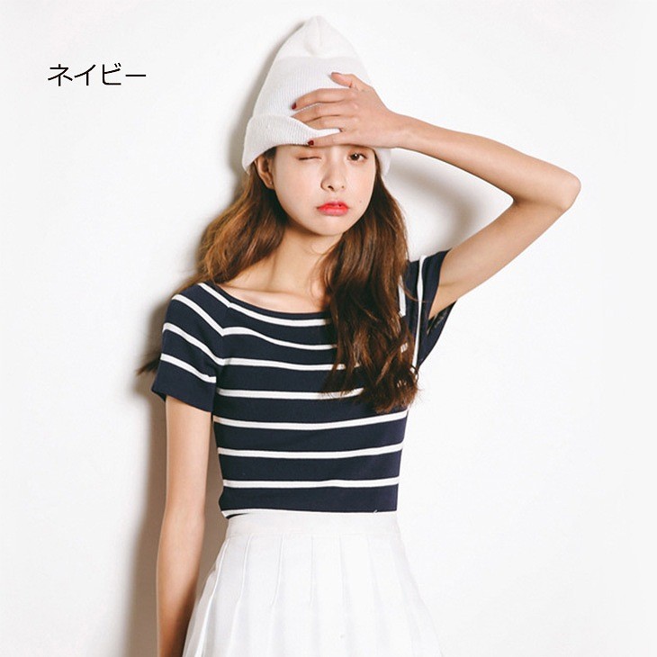 レディース　トップス　サマーニット　セーター　半袖　ボーダー　カジュアル　大人可愛い　フリーサイズ　フェミニン　デート　お出かけ　デイリー　ネイビー　ホワイト　ブラック　グレー　送料無料
