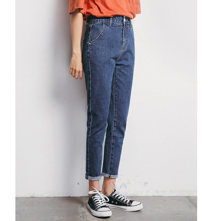 レディース　ボトムス　デニムパンツ　ジーンズ　ロールアップ　ロングパンツ　ストレート　無地　大人可愛い　カジュアル　シンプル　デイリー　お出かけ　デート　ブルー　送料無料