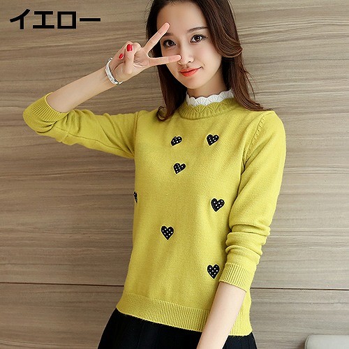 レディース ニットシャツ モックネック 長袖 スリム あったか カジュアル お出かけ デート デイリー 普段着 ホワイト ブラック ピンク イエロー グレー レッド オレンジ 送料無料