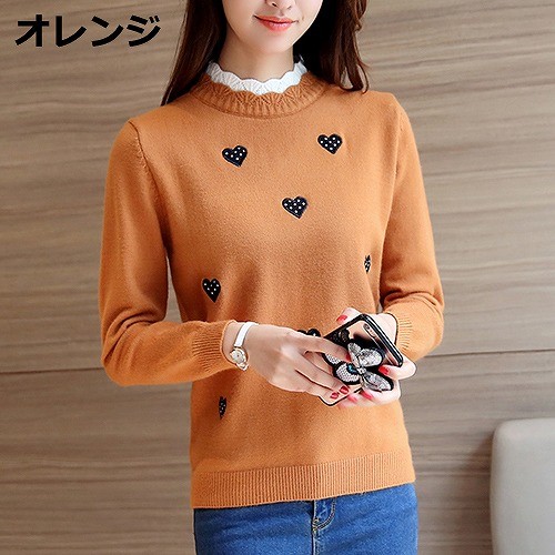 レディース ニットシャツ モックネック 長袖 スリム あったか カジュアル お出かけ デート デイリー 普段着 ホワイト ブラック ピンク イエロー グレー レッド オレンジ 送料無料