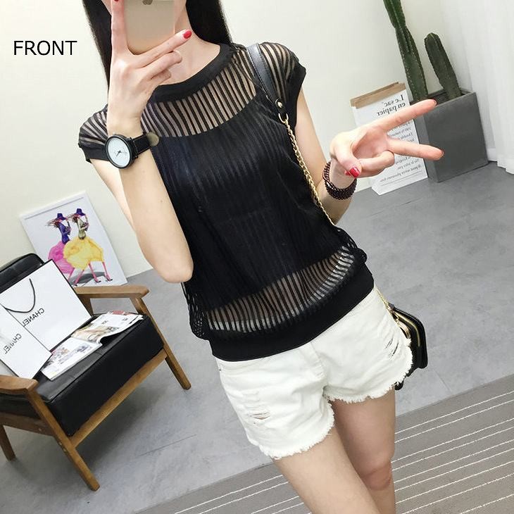 レディース　トップス　シフォン　カットソー　シースルー　無地　半袖　長袖　ラウンドネック　大きいサイズ　カジュアル　大人可愛い　オフィス　デート　お出かけ　デイリー　ホワイト　ブラック　送料無料