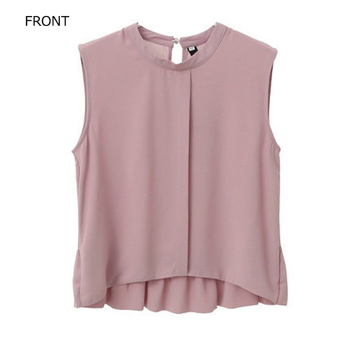 レディース　トップス　ノースリーブ　シャツ　シフォン　後ろフレア　無地　シンプル　カジュアル　大人可愛い　フェミニン　通勤　デート　お出かけ　普段着　ホワイト　ピンク　オレンジ　グリーン　送料無料