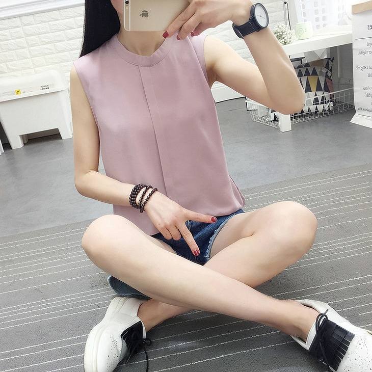 レディース　トップス　ノースリーブ　シャツ　シフォン　後ろフレア　無地　シンプル　カジュアル　大人可愛い　フェミニン　通勤　デート　お出かけ　普段着　ホワイト　ピンク　オレンジ　グリーン　送料無料