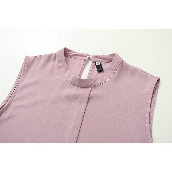 レディース　トップス　ノースリーブ　シャツ　シフォン　後ろフレア　無地　シンプル　カジュアル　大人可愛い　フェミニン　通勤　デート　お出かけ　普段着　ホワイト　ピンク　オレンジ　グリーン　送料無料