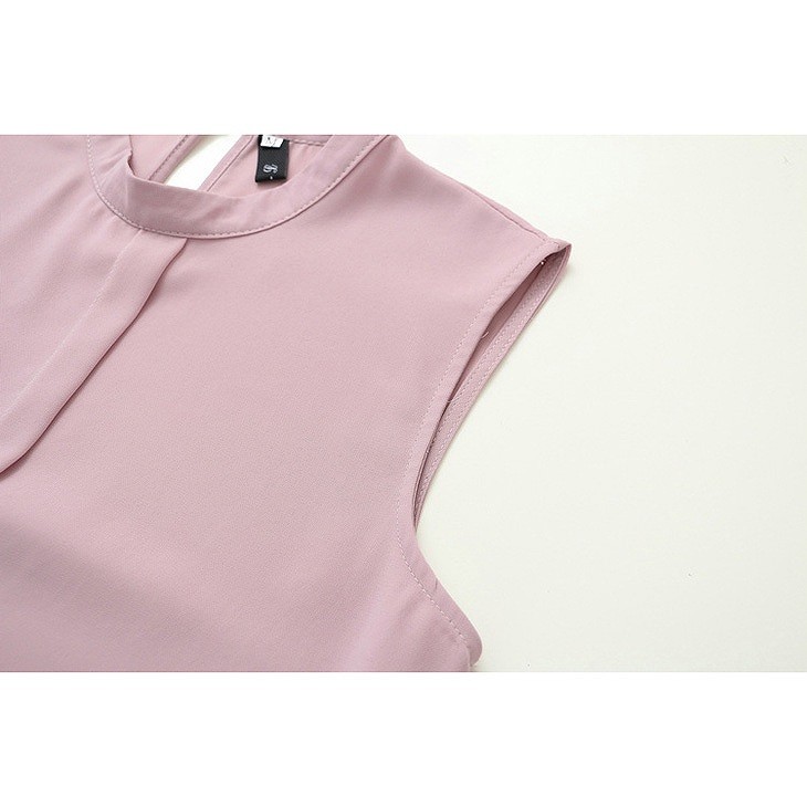 レディース　トップス　ノースリーブ　シャツ　シフォン　後ろフレア　無地　シンプル　カジュアル　大人可愛い　フェミニン　通勤　デート　お出かけ　普段着　ホワイト　ピンク　オレンジ　グリーン　送料無料