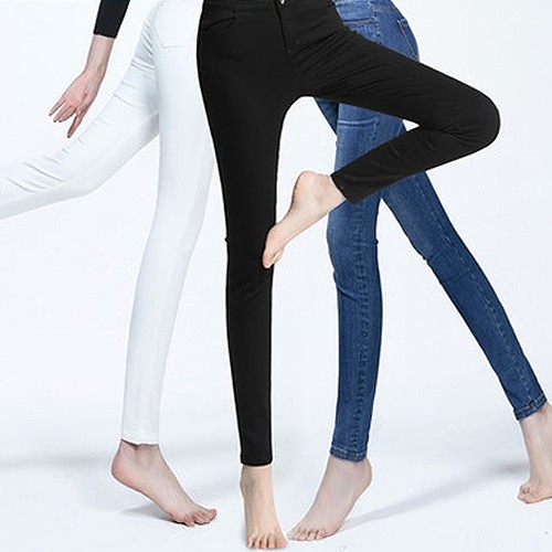 レディース　ペンシルジーンズ　ハイストレッチデニム　スリムフィット　ライクラ　カジュアル　お出かけ　デート　デイリー　普段着　ブルー　ブラック　ネイビー　ホワイト　送料無料