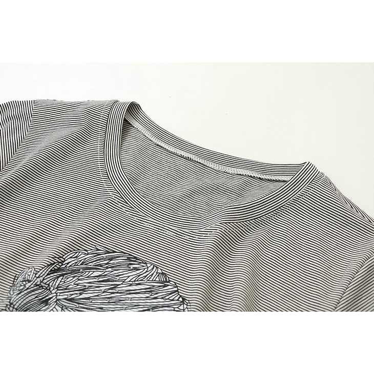 レディース　トップス　Tシャツ　半袖　ストライプ　プリント　スリム　カジュアル　大人可愛い　フェミニン　デート　お出かけ　普段着　送料無料