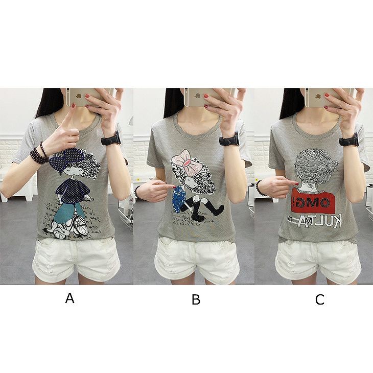 レディース　トップス　Tシャツ　半袖　ストライプ　プリント　スリム　カジュアル　大人可愛い　フェミニン　デート　お出かけ　普段着　送料無料